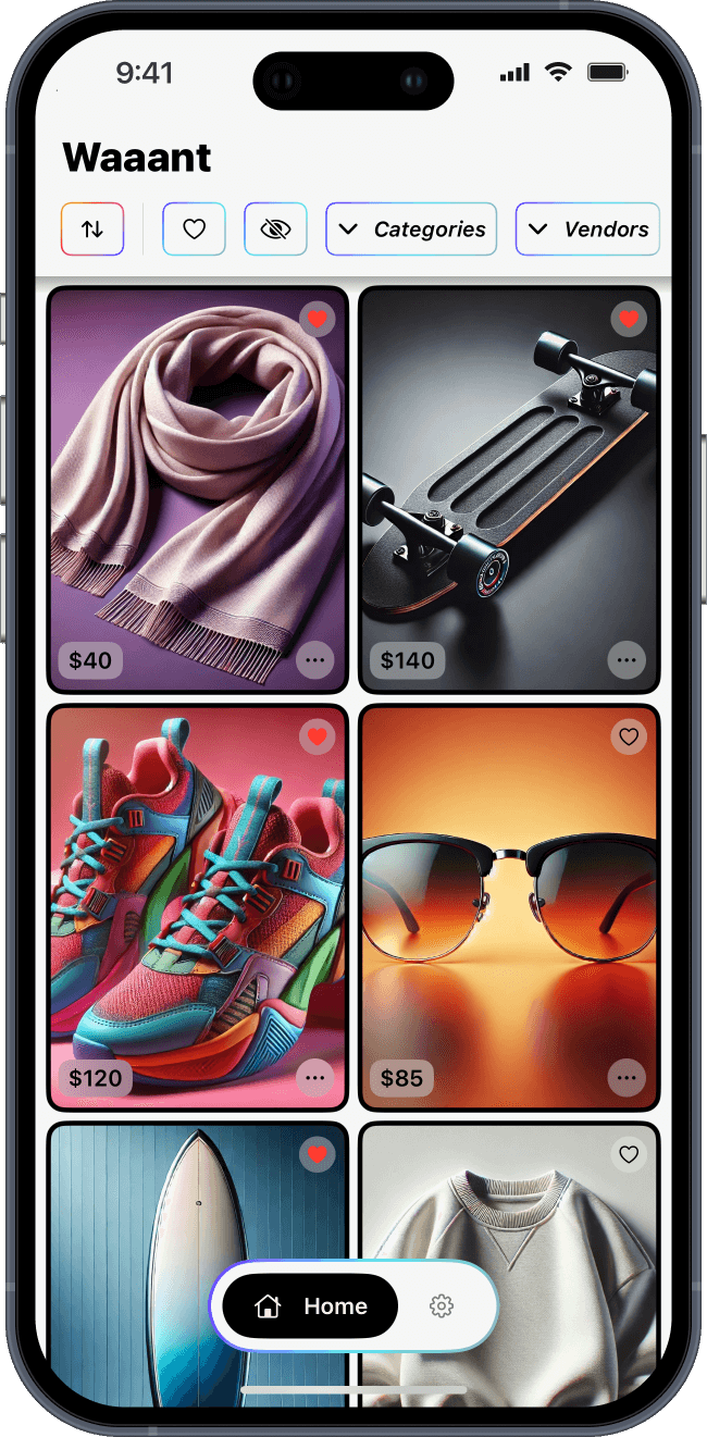 Waaant app iPhone mockup